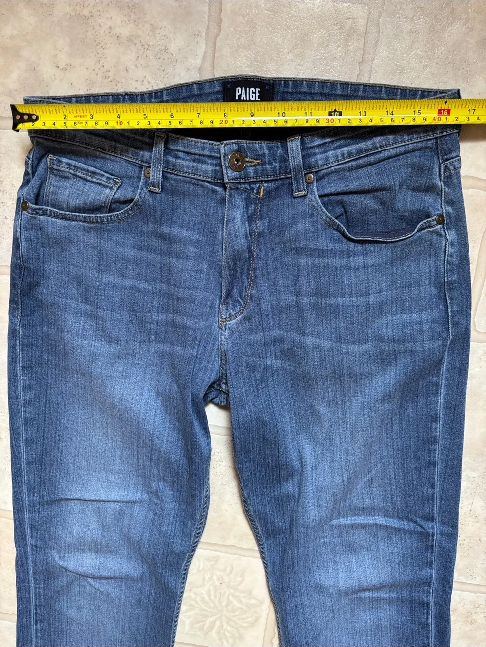 Paige Normandie Jeans Mens 33 Medium Wash Straight Leg Stretch